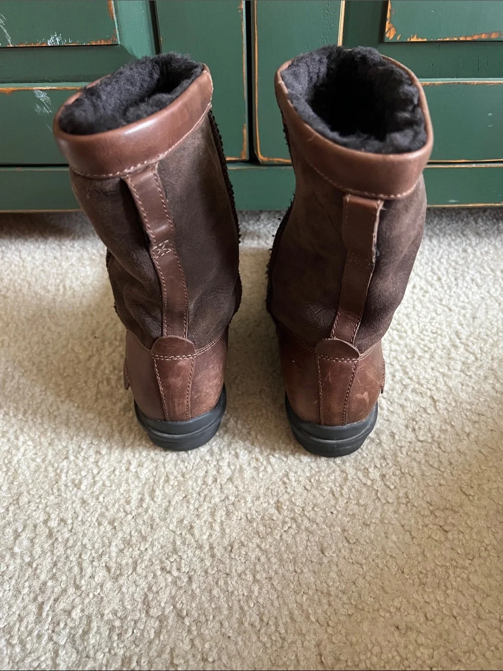 UGG Brown Leather & Suede Women's Winter Pull-On Boots